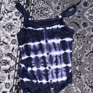 Justice Navy and White Kids tank top